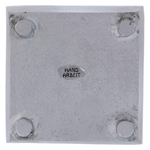 Square candle holder plate with raised edge silver-plated brass 3