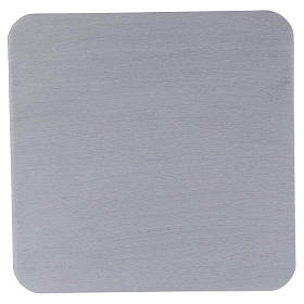 Assiette carrée porte-bougie aluminium argenté satiné 14 cm