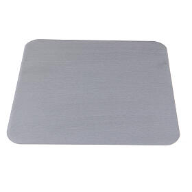 Piattino quadrato portacandele alluminio argentato satinato 14 cm
