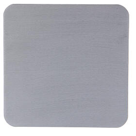 Piattino quadrato portacandele alluminio argentato satinato 14 cm
