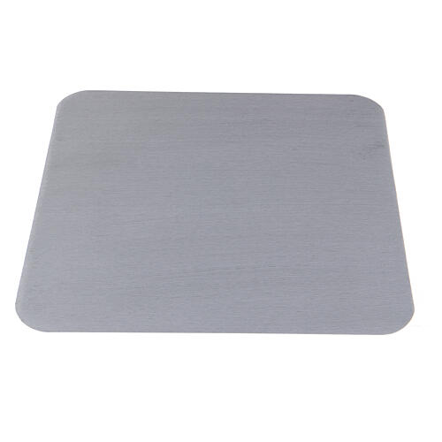 Piattino quadrato portacandele alluminio argentato satinato 14 cm 1