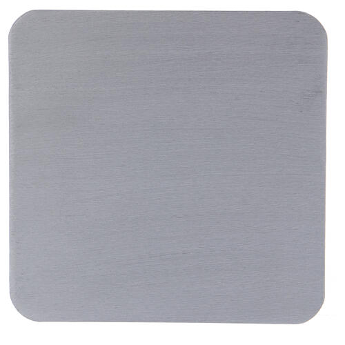 Piattino quadrato portacandele alluminio argentato satinato 14 cm 2