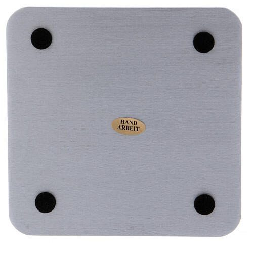 Piattino quadrato portacandele alluminio argentato satinato 14 cm 3