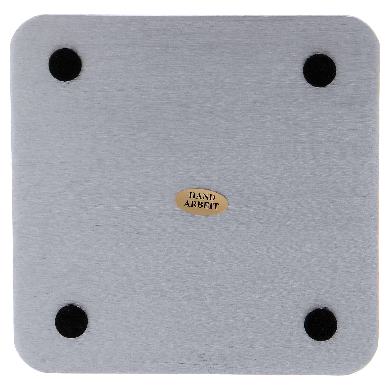 Square candle holder plate silverplated aluminium satin online sales