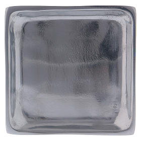 Square modern-style candle holder in silver-plated brass 8 cm