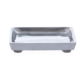 Square modern-style candle holder in silver-plated brass 8 cm