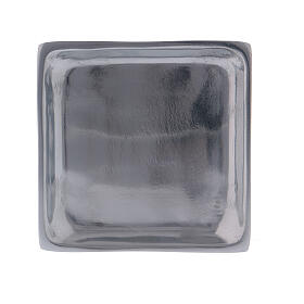 Square modern-style candle holder in silver-plated brass 8 cm