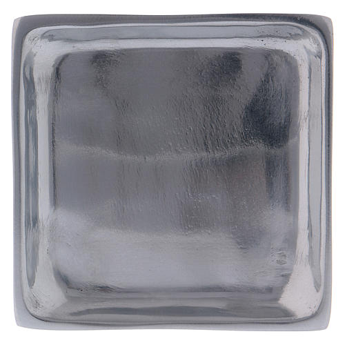 Square modern-style candle holder in silver-plated brass 8 cm 1