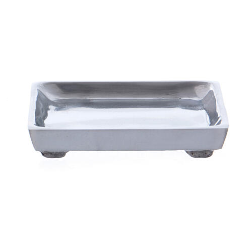 Square modern-style candle holder in silver-plated brass 8 cm 1