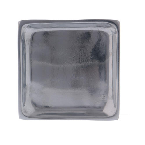 Square modern-style candle holder in silver-plated brass 8 cm 2