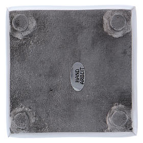 Porte-bougie style moderne carré laiton argenté 8 cm