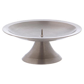 Candle holder with jag in satinised silver-plated brass