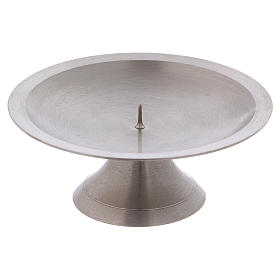 Candle holder with jag in satinised silver-plated brass