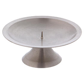 Candlestick with spike in silver-plated brass satin finish