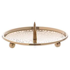 Candle holder plate in gold-plated brass with jag 12 cm