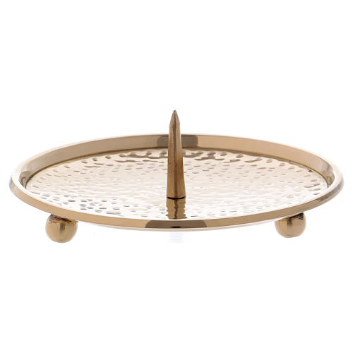 Candle holder plate in gold-plated brass with jag 12 cm 2