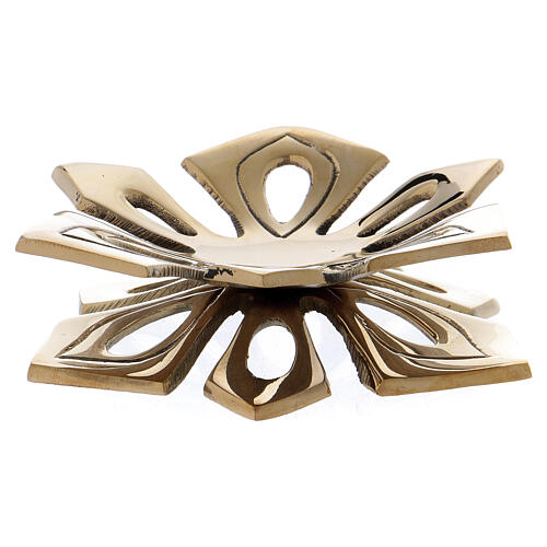 Portacandela petali ottone dorato 3