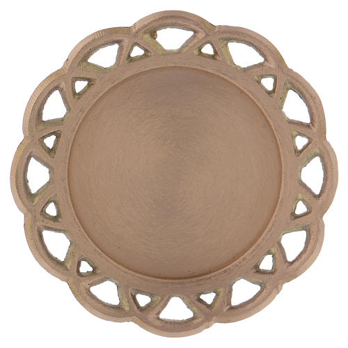 Candle holder plate with carved edge in satinised gold-plated brass 1