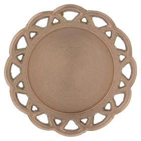 Piattino portacandela bordo intagliato ottone dorato satinato
