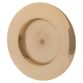 Modern-style candle holder plate in gold-plated brass 5.5 cm