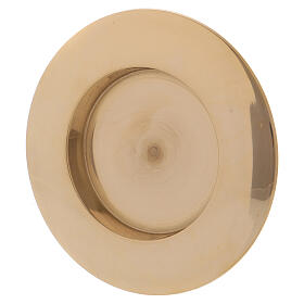 Modern candle holder plate in gold plated brass 2 1/4 in