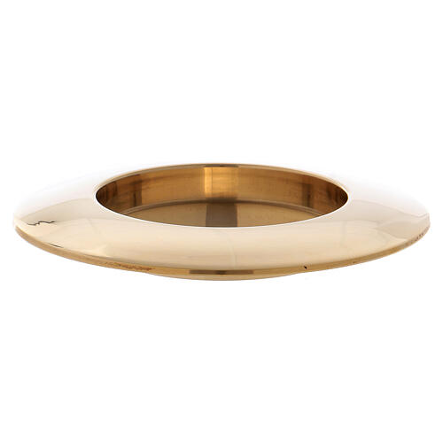 Modern candle holder plate in gold plated brass 2 1/4 in 1