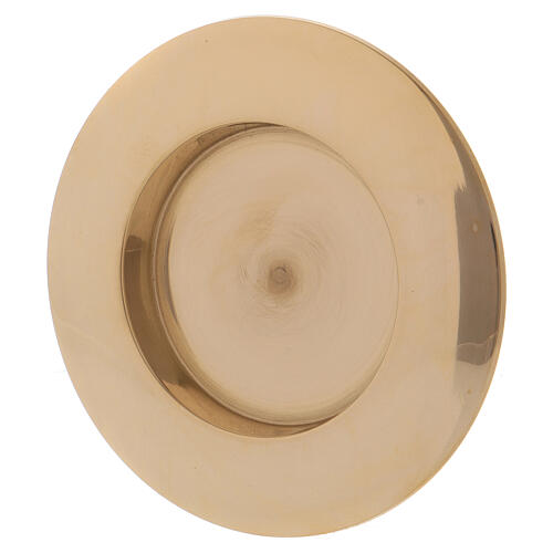 Modern candle holder plate in gold plated brass 2 1/4 in 2