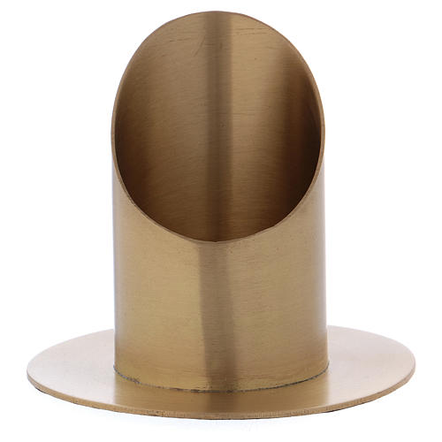 Cylinder-shaped candle holder in satinised gold-plated brass 6 cm 1