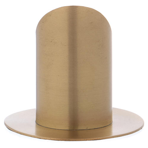 Cylinder-shaped candle holder in satinised gold-plated brass 6 cm 3