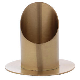 Cylindrical candlestick in gold plated brass satin finish 2 1/2 in