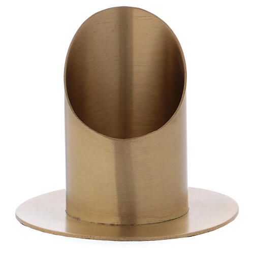 Cylindrical candlestick in gold plated brass satin finish 2 1/2 in 1