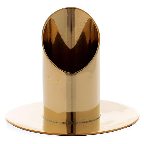 Cylinder-shaped candle holder in glossy gold-plated brass 3.5 cm 1