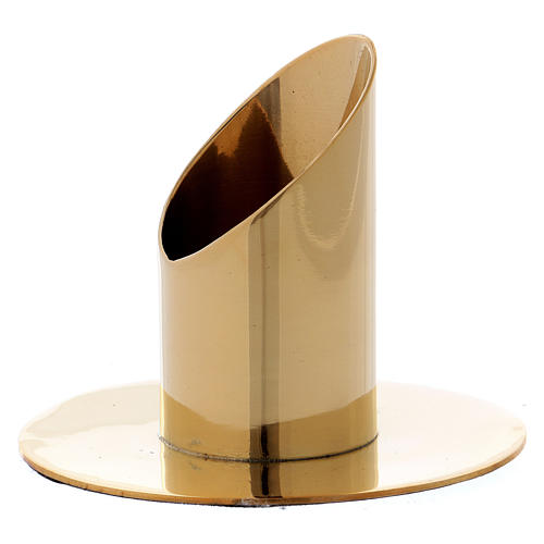 Cylinder-shaped candle holder in glossy gold-plated brass 3.5 cm 2