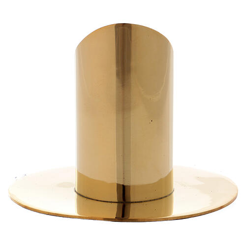 Cylindrical candlestick in polished gold plated brass 1 1/2 in 3