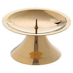 Simple candle in glossy gold-plated brass with jag 5 cm