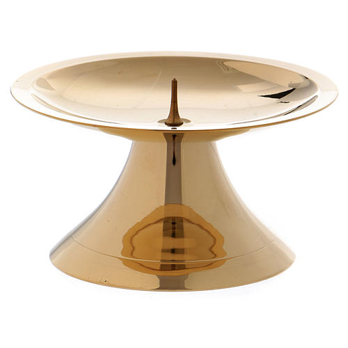 Simple candle in glossy gold-plated brass with jag 5 cm 2