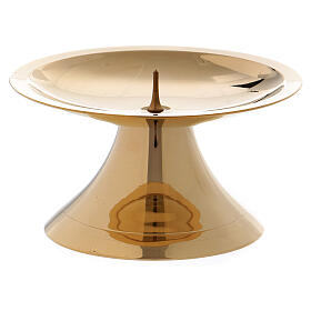 Simple candlestick with spie polished gold plated brass 2 in
