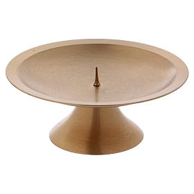 Candle holder in satinised gold-plated brass with jag 8 cm