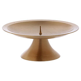 Gold plated brass candlestick with satin finish and spike 3 in