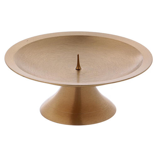 Gold plated brass candlestick with satin finish and spike 3 in 1