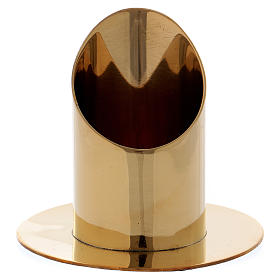 Cylinder-shaped candle holder in glossy gold-plated brass 5 cm