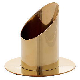 Cylinder-shaped candle holder in glossy gold-plated brass 5 cm