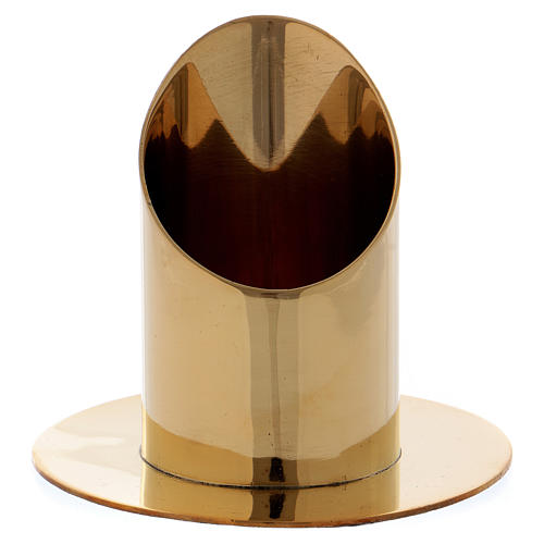 Cylinder-shaped candle holder in glossy gold-plated brass 5 cm 1
