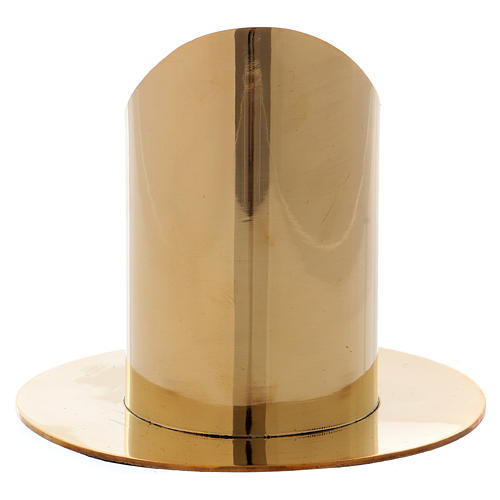 Cylinder-shaped candle holder in glossy gold-plated brass 5 cm 3