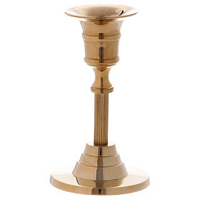 Tall candle holder in glossy gold-plated brass h. 12 cm