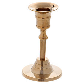 Tall candle holder in glossy gold-plated brass h. 12 cm
