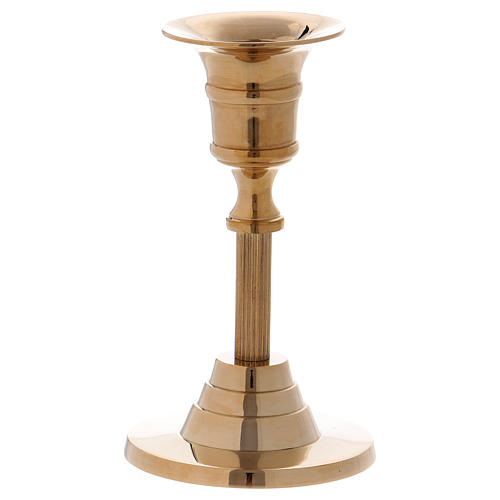 Tall candle holder in glossy gold-plated brass h. 12 cm 1
