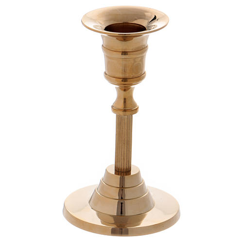 Tall candle holder in glossy gold-plated brass h. 12 cm 2