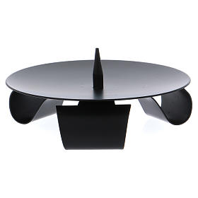 Modern candle holder in black iron with jag