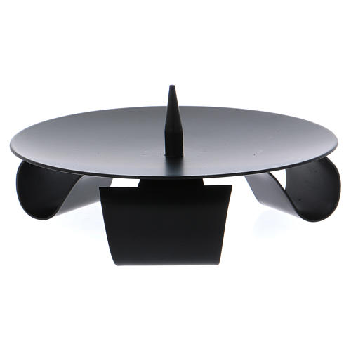 Modern candle holder in black iron with jag 1